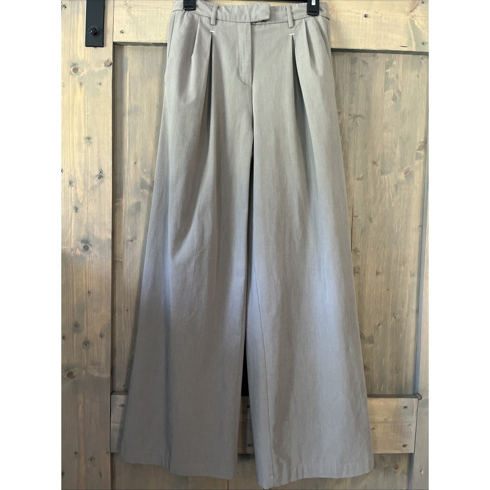Bershka Dress Pants Women's Size 4 Wide Leg Stretch Gray Lightweight Officewear